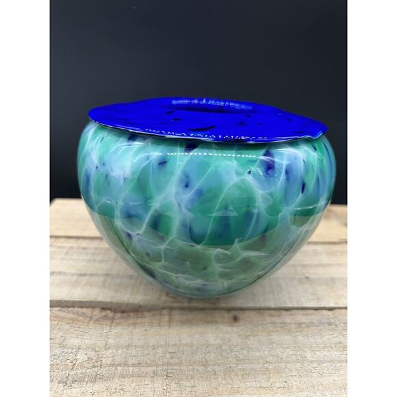 Wimberley Glassworks Art Glass Bowl Vase WGW Hand Blown 2005 Signed - Picture 7 of 10